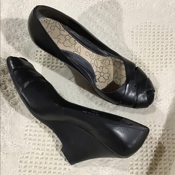 Nine West Shoes - Peep-toe Leather Wedge Shoes Nine West Shoes - Peep-toe Leather Wedge Shoes